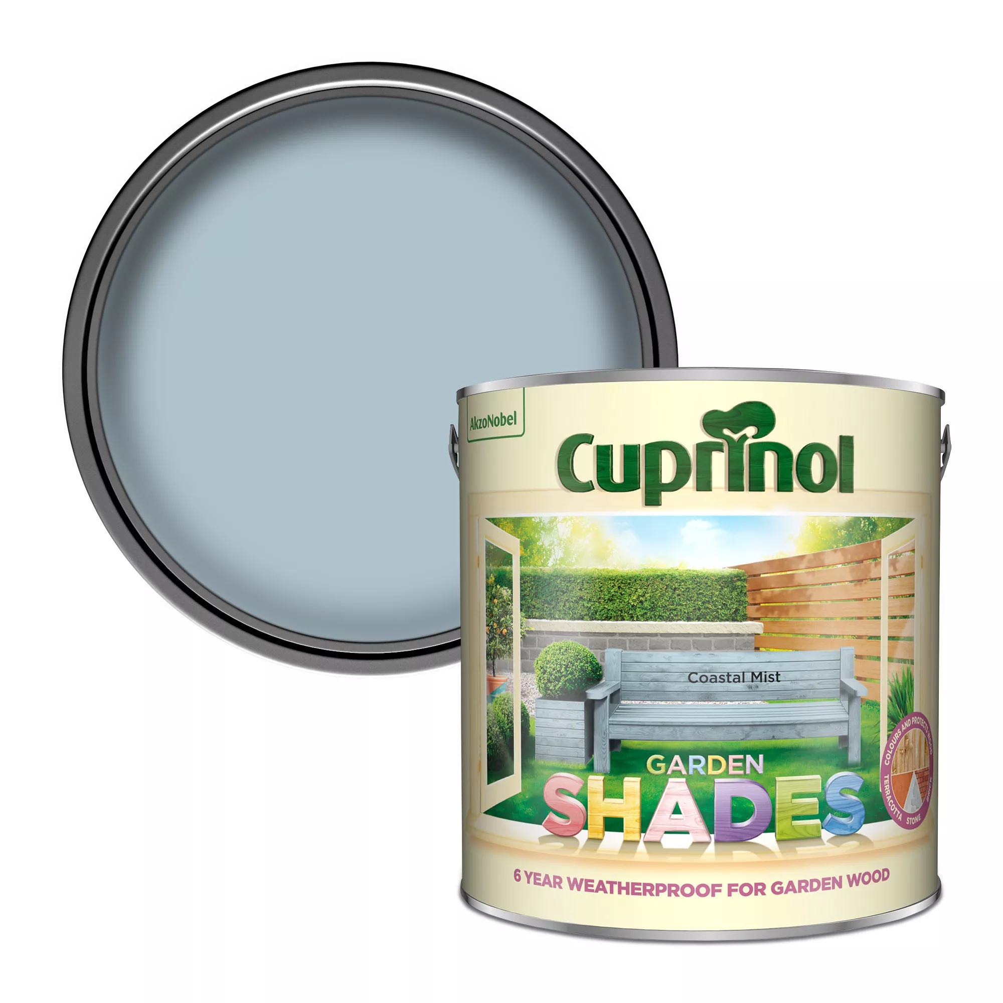 Cuprinol Garden Shades Coastal Mist Matt Exterior Wood Paint, 2.5L