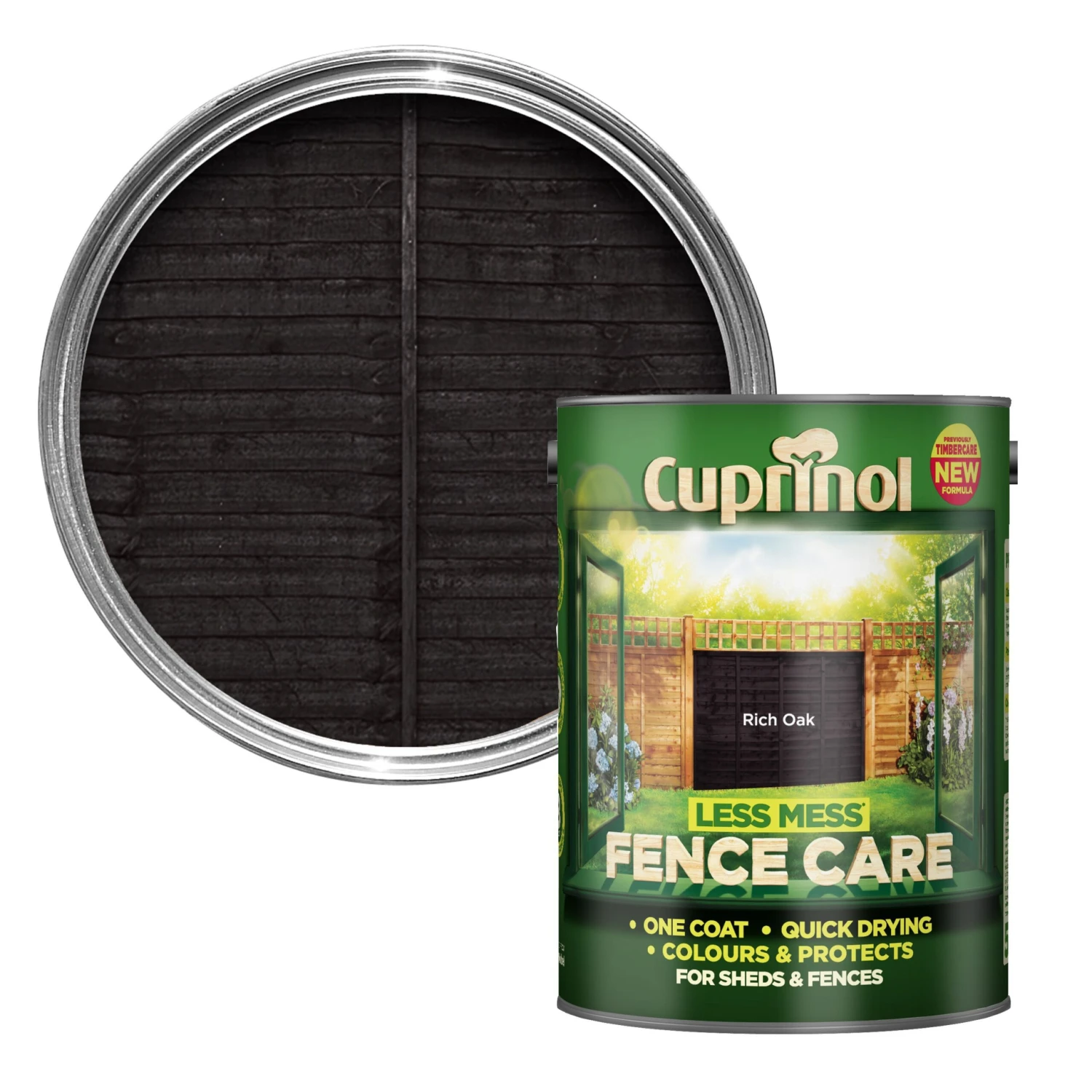 Cuprinol Less Mess Fence Care Rich Oak Matt Treatment, 5L