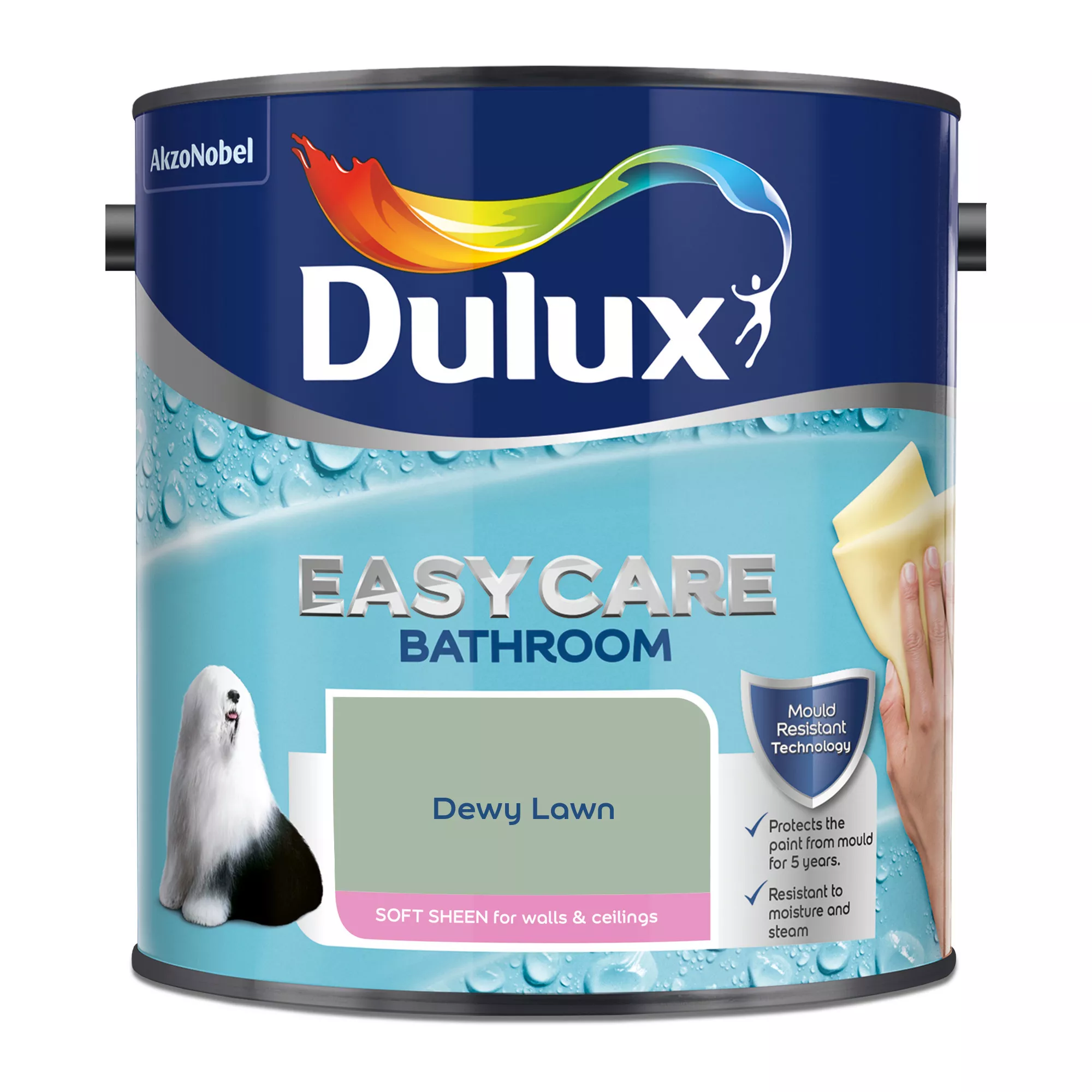 Dulux Easycare Bathroom Dewy Lawn Soft Sheen Wall Paint, 2.5L - Image 2