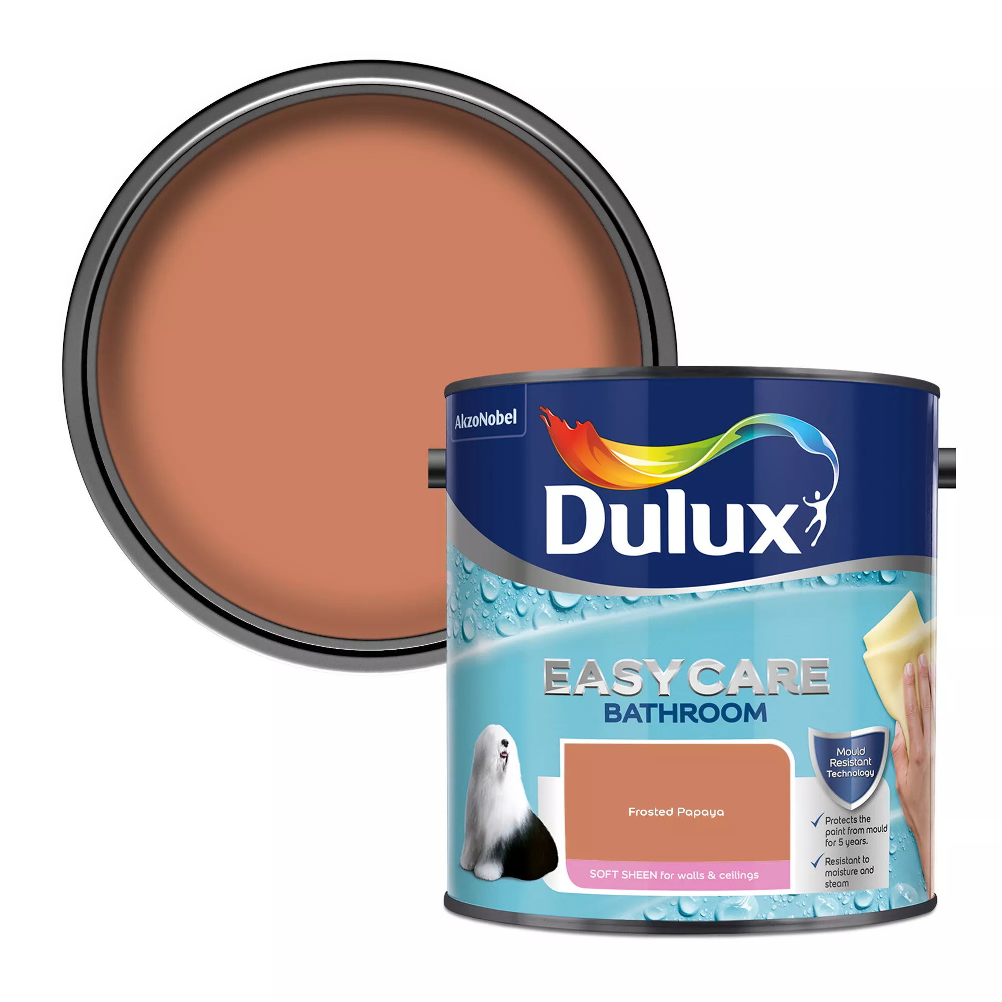 Dulux Easycare Bathroom Frosted Papaya Soft Sheen Wall Paint, 2.5L