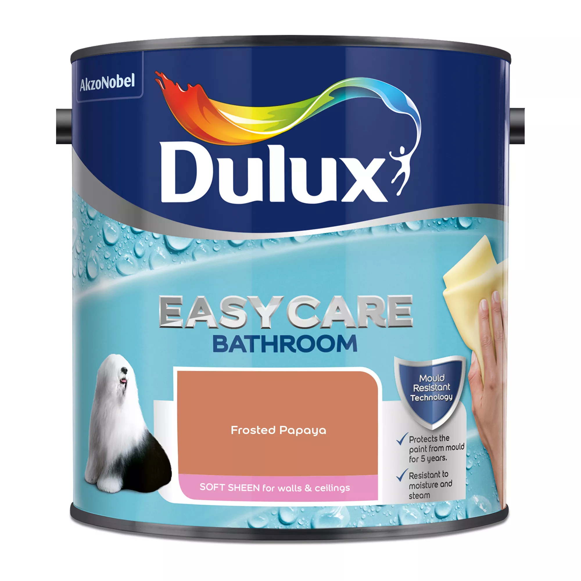 Dulux Easycare Bathroom Frosted Papaya Soft Sheen Wall Paint, 2.5L - Image 3