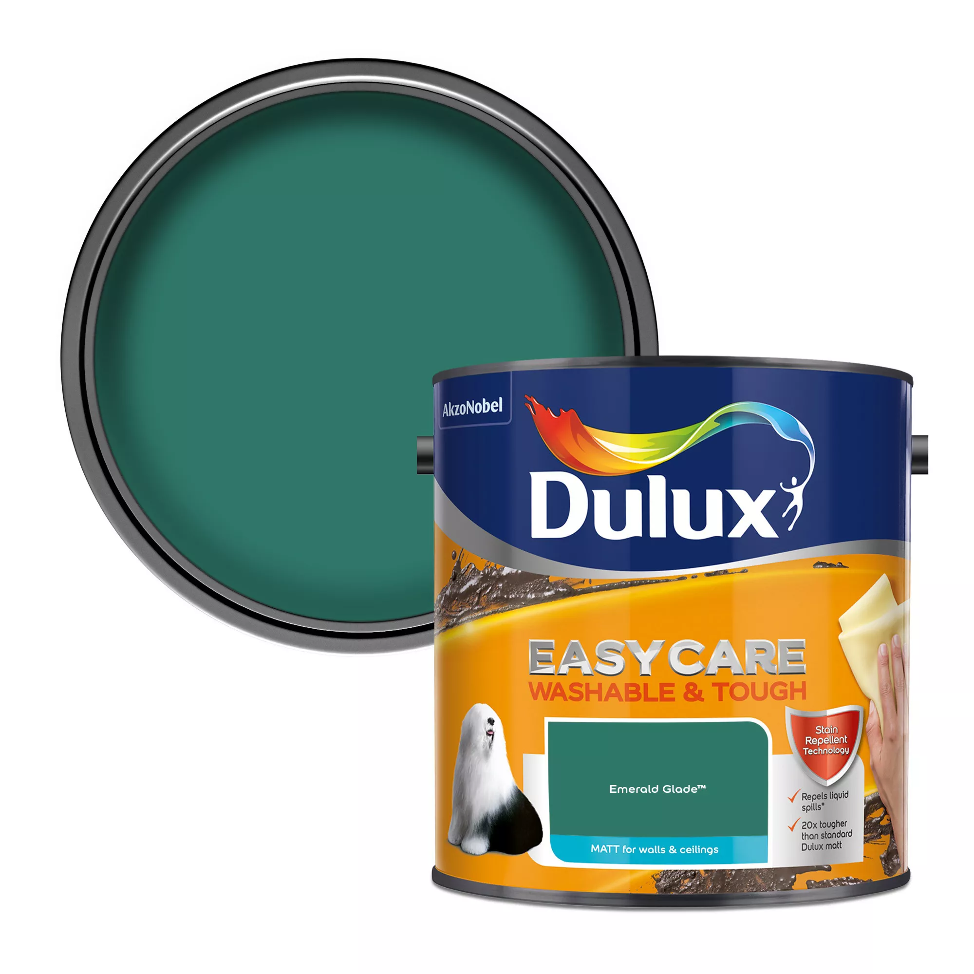 Dulux Easycare Emerald Glade Matt Emulsion Paint, 2.5L
