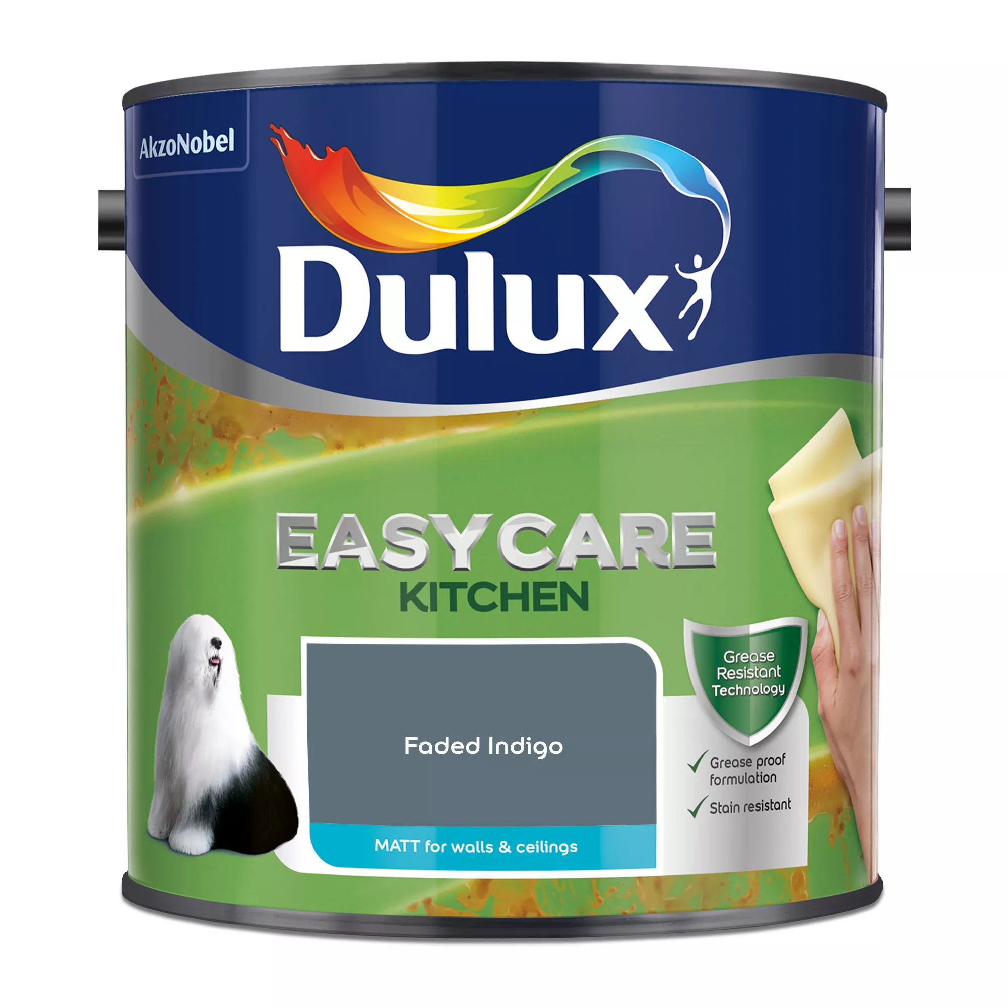 Dulux Easycare Kitchen Faded Indigo Matt Wall Paint, 2.5L - Image 2