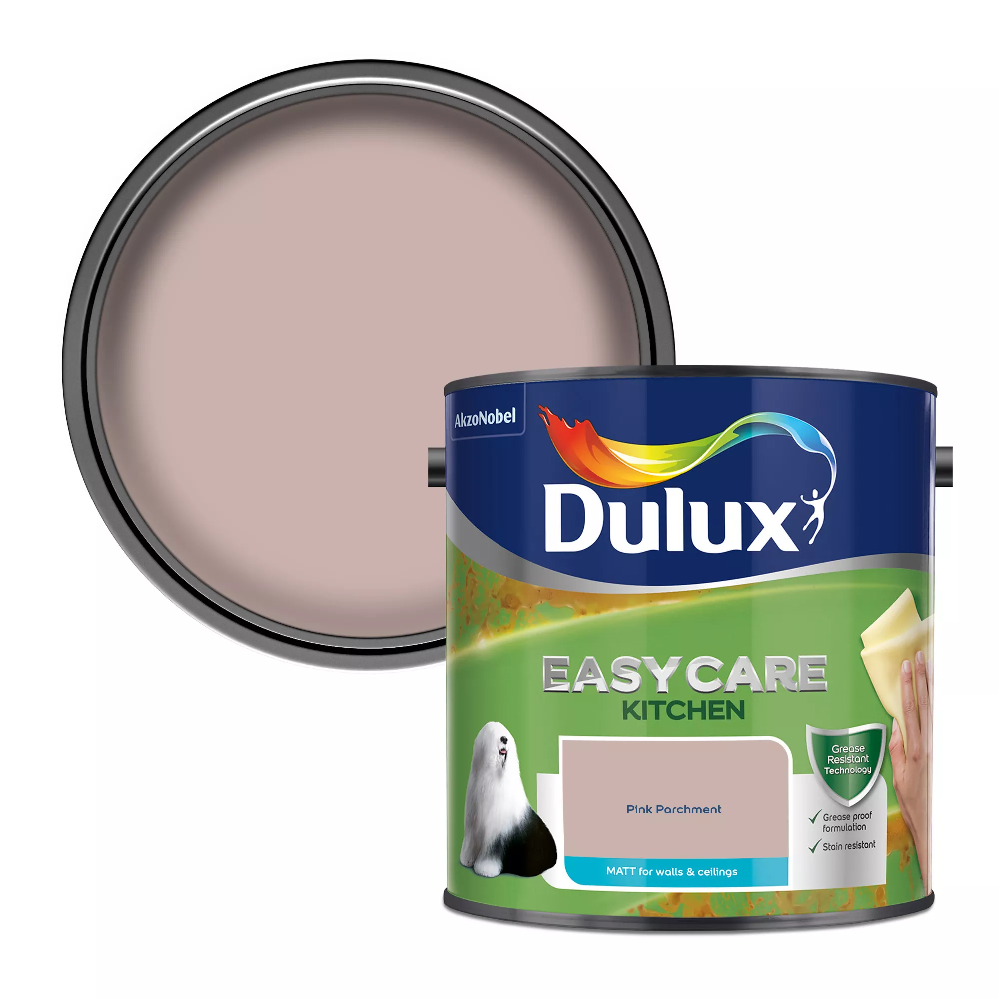 Dulux Easycare Kitchen Pink Parchment Matt Wall Paint, 2.5L