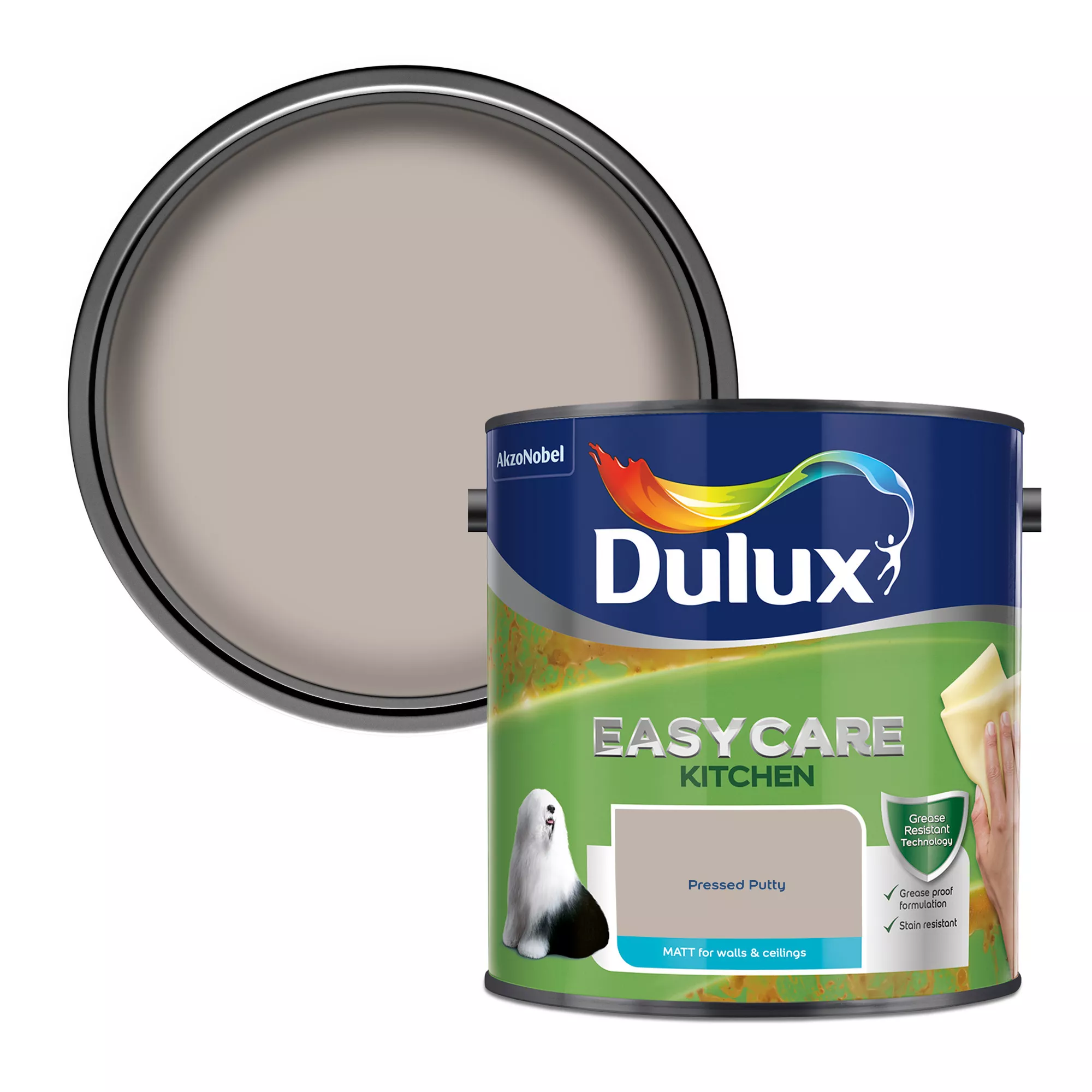 Dulux Easycare Kitchen Pressed Putty Matt Wall Paint, 2.5L