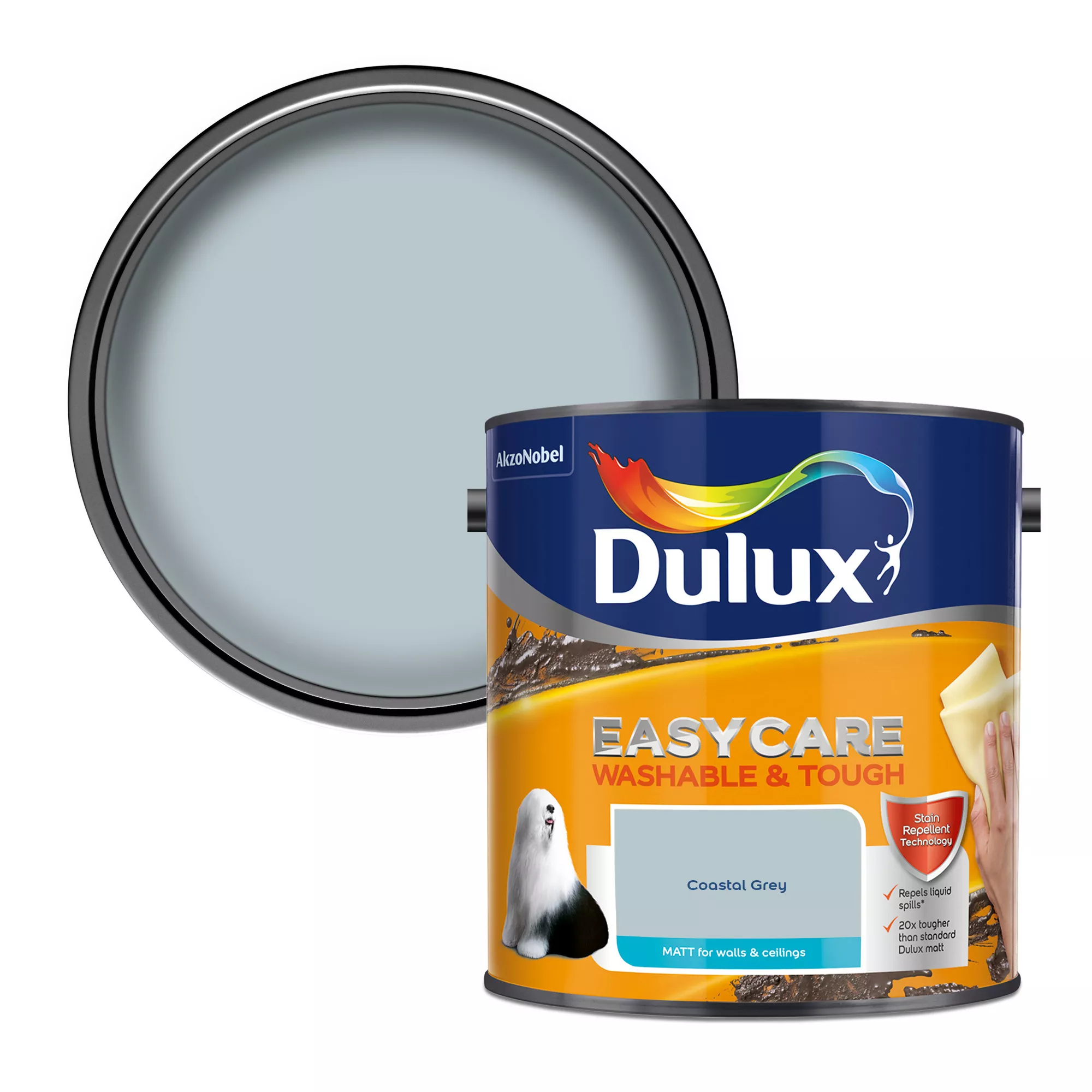 Dulux Easycare Washable & Tough Coastal Grey Matt Wall Paint, 2.5L
