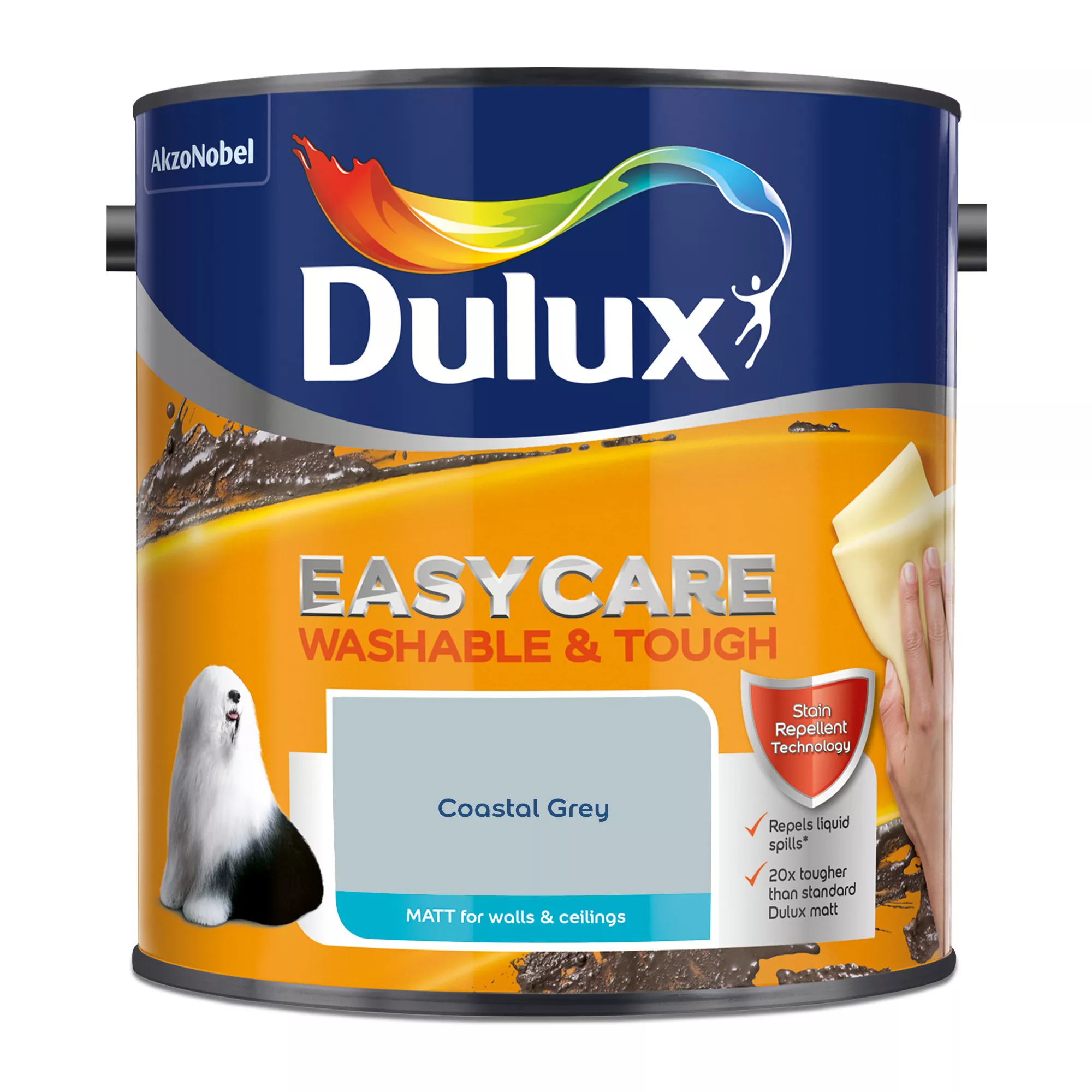 Dulux Easycare Washable & Tough Coastal Grey Matt Wall Paint, 2.5L - Image 2