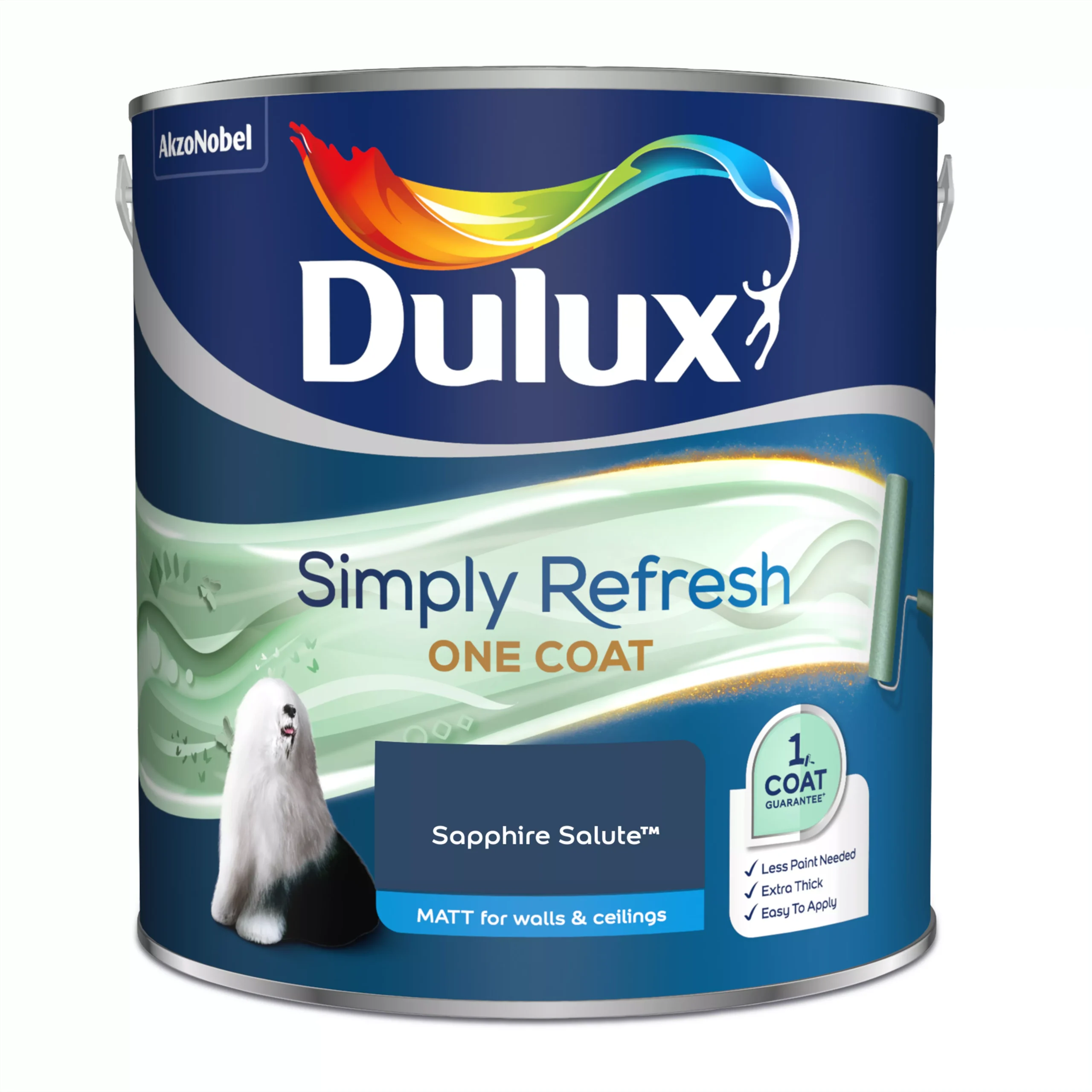 Dulux One Coat Sapphire Salute Matt Emulsion Paint, 2.5L - Image 2
