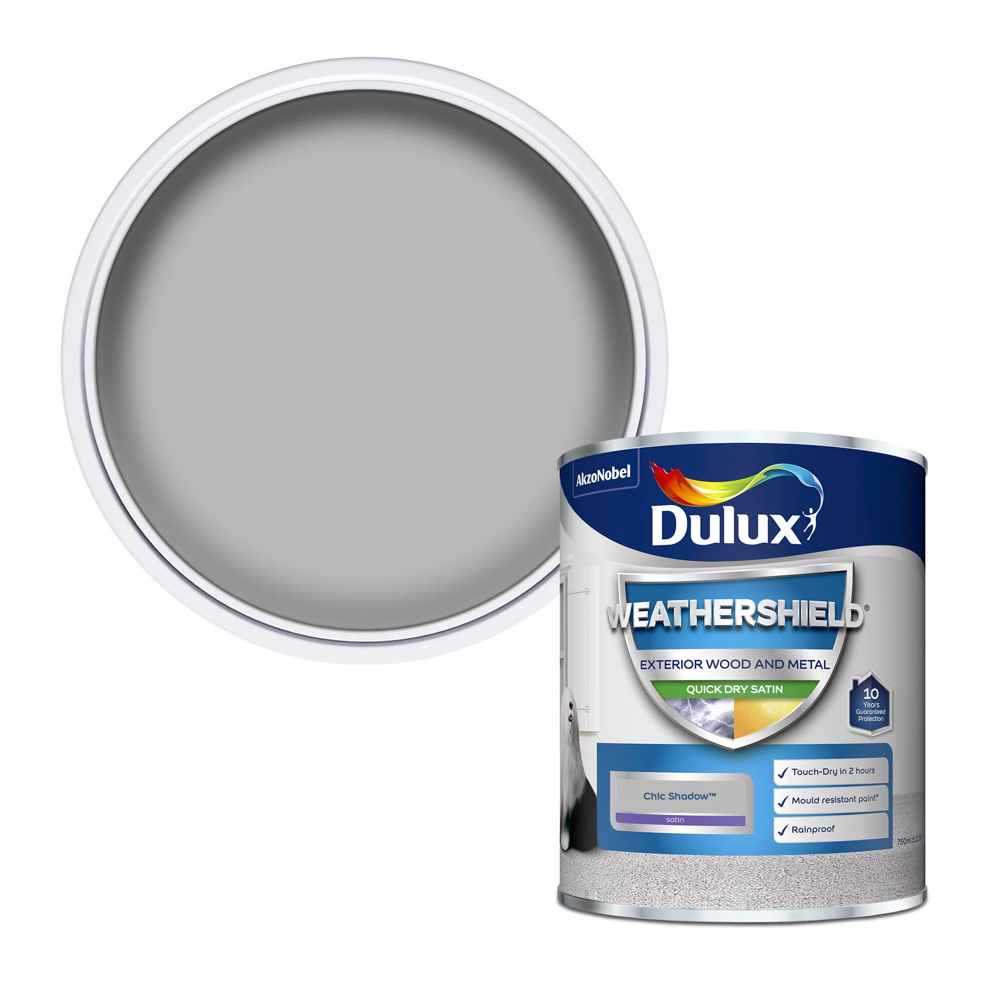 Dulux Weathershield Chic Shadow Satinwood Emulsion Paint, 750ml