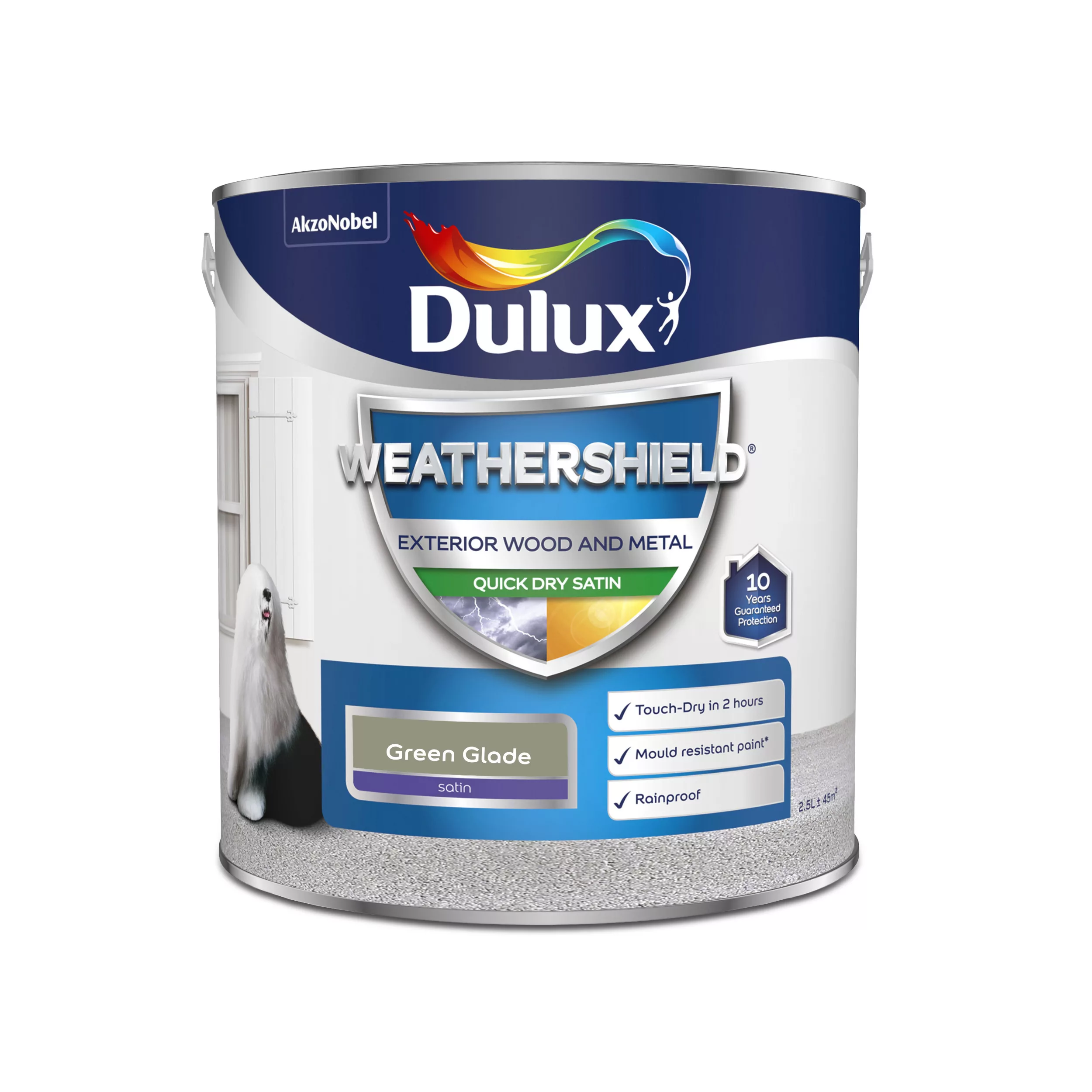 Dulux Weathershield Green Glade Satinwood Exterior Metal & Wood Paint, 2.5L - Image 2