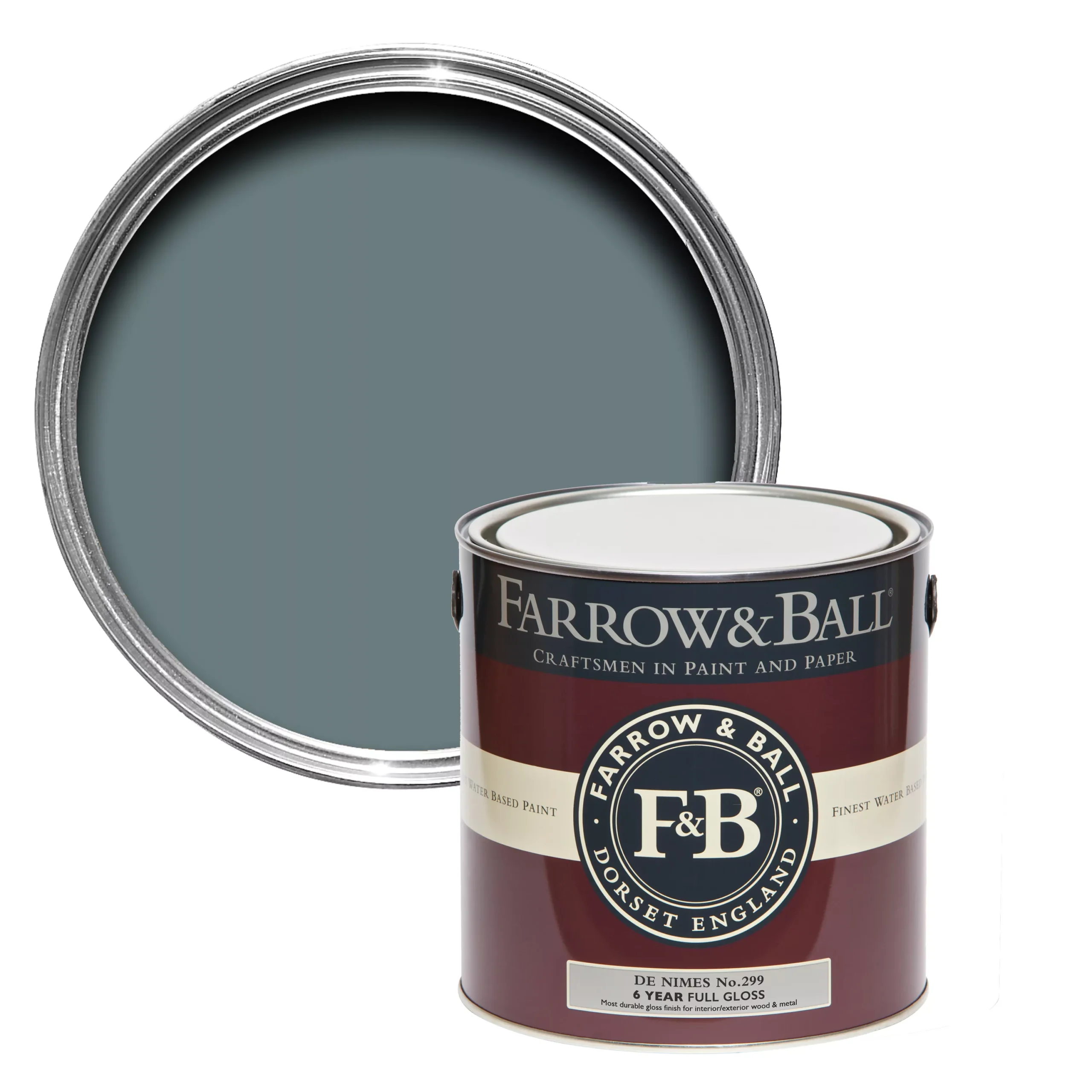 Farrow & Ball De Nimes No.299 Gloss Metal & Wood Paint, 2.5L