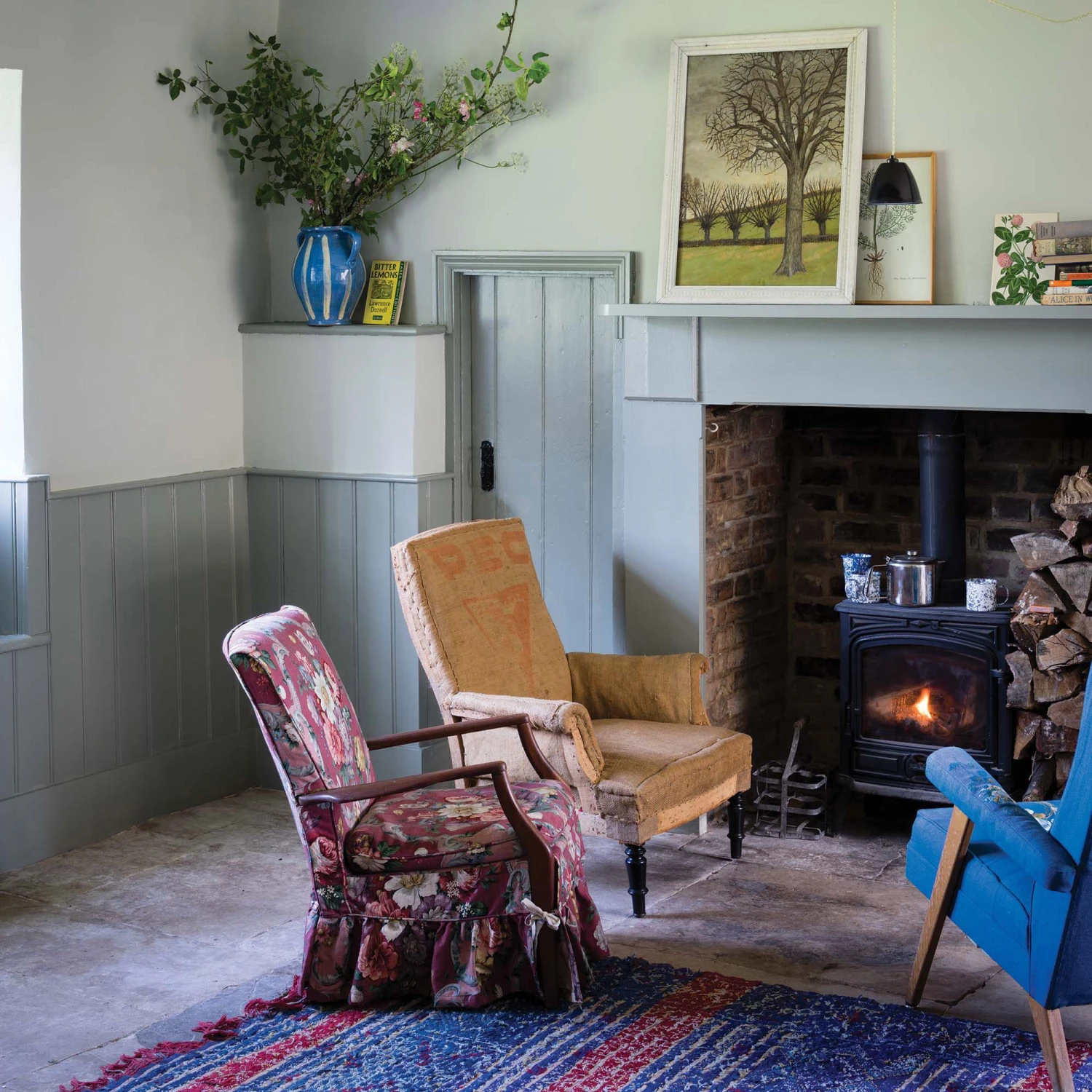 Farrow & Ball Estate Pigeon No.25 Eggshell Paint, 750ml - Image 4