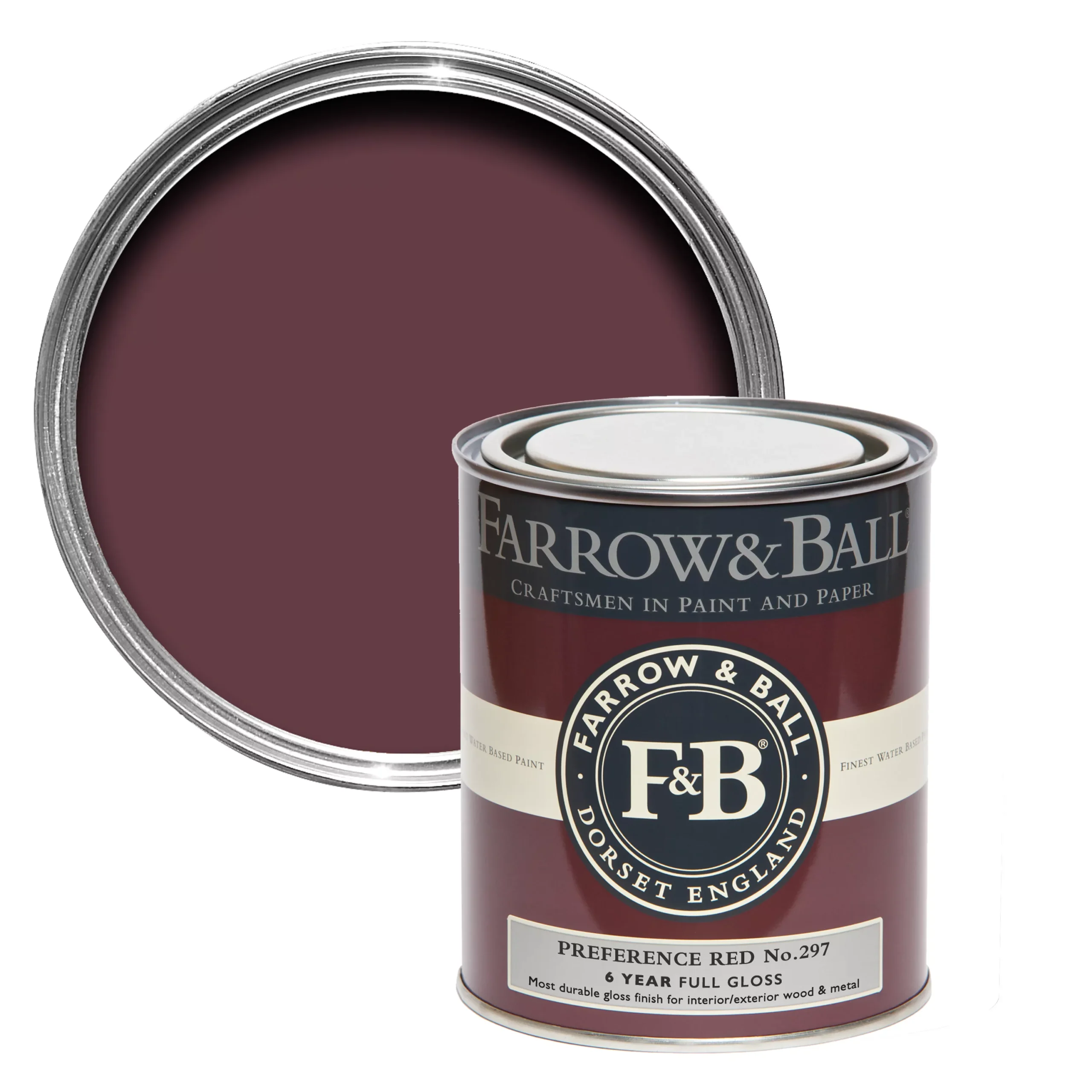 Farrow & Ball Preference Red No.297 Gloss Metal & Wood Paint, 750ml