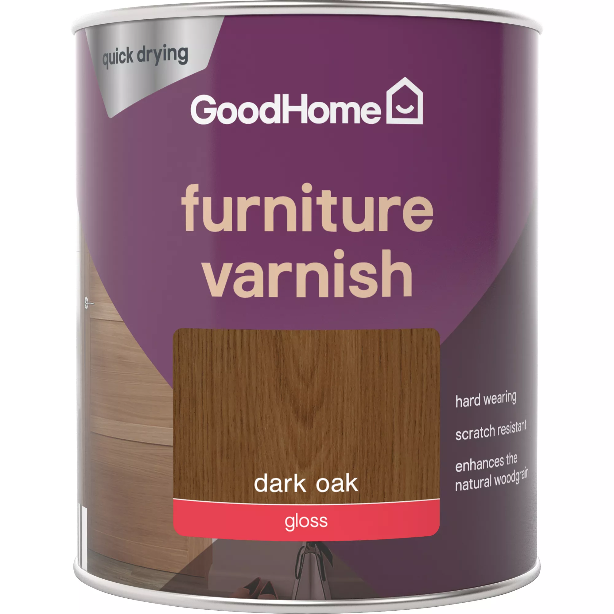 GoodHome Dark Oak Gloss Multi-surface Furniture Wood Varnish, 750ml - Image 2