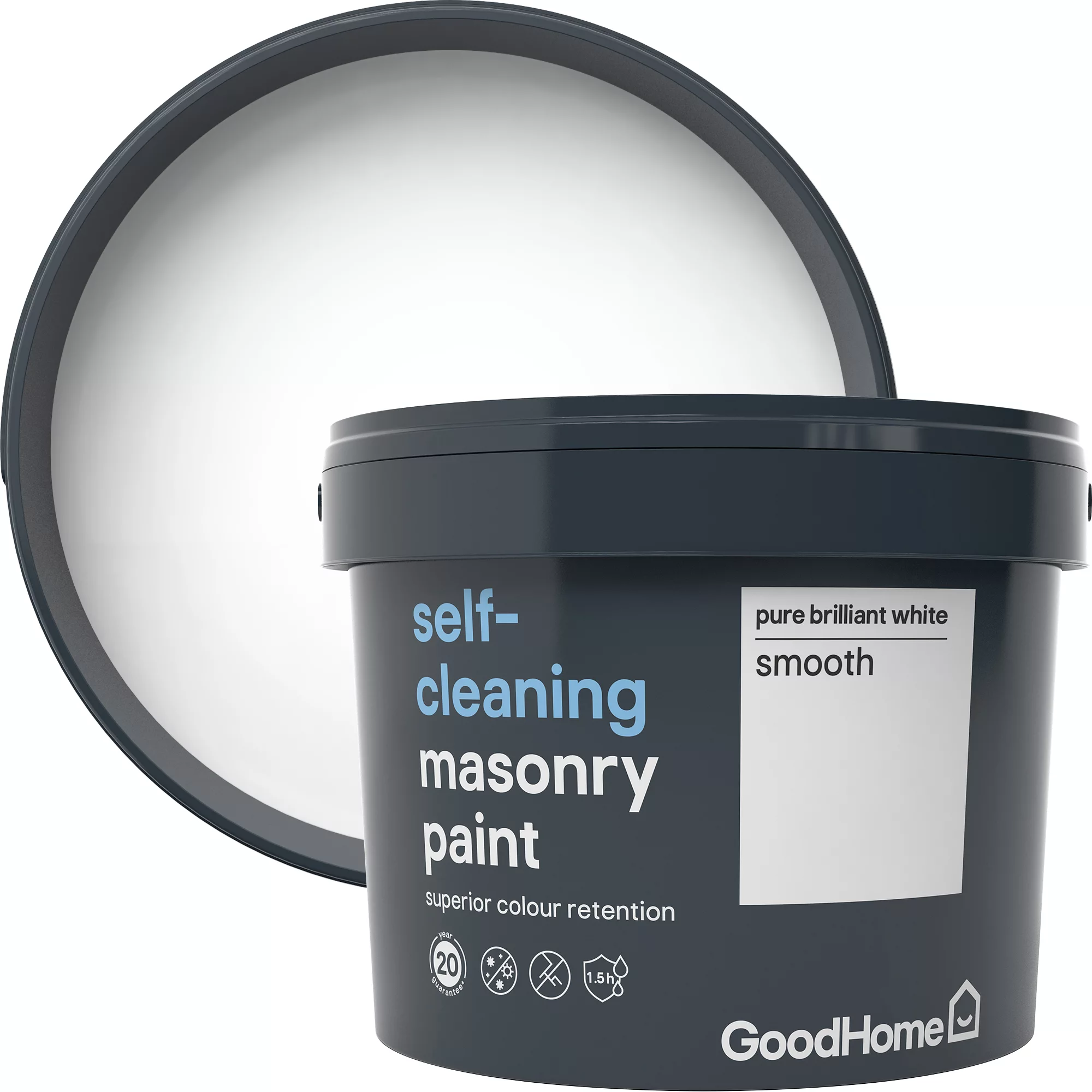 GoodHome Self-cleaning Pure Brilliant White Smooth Matt Masonry Paint, 10L - Image 4