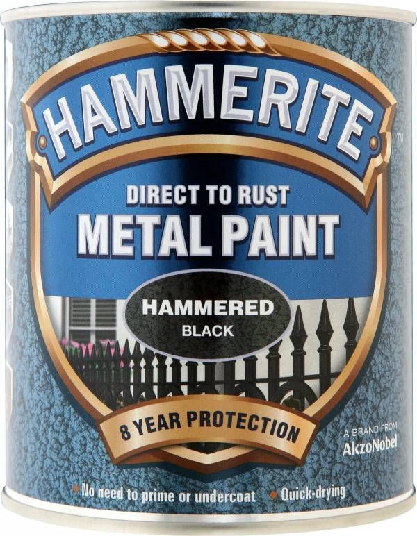 Hammerite Black Hammered Effect Metal Paint, 750ml - Image 2