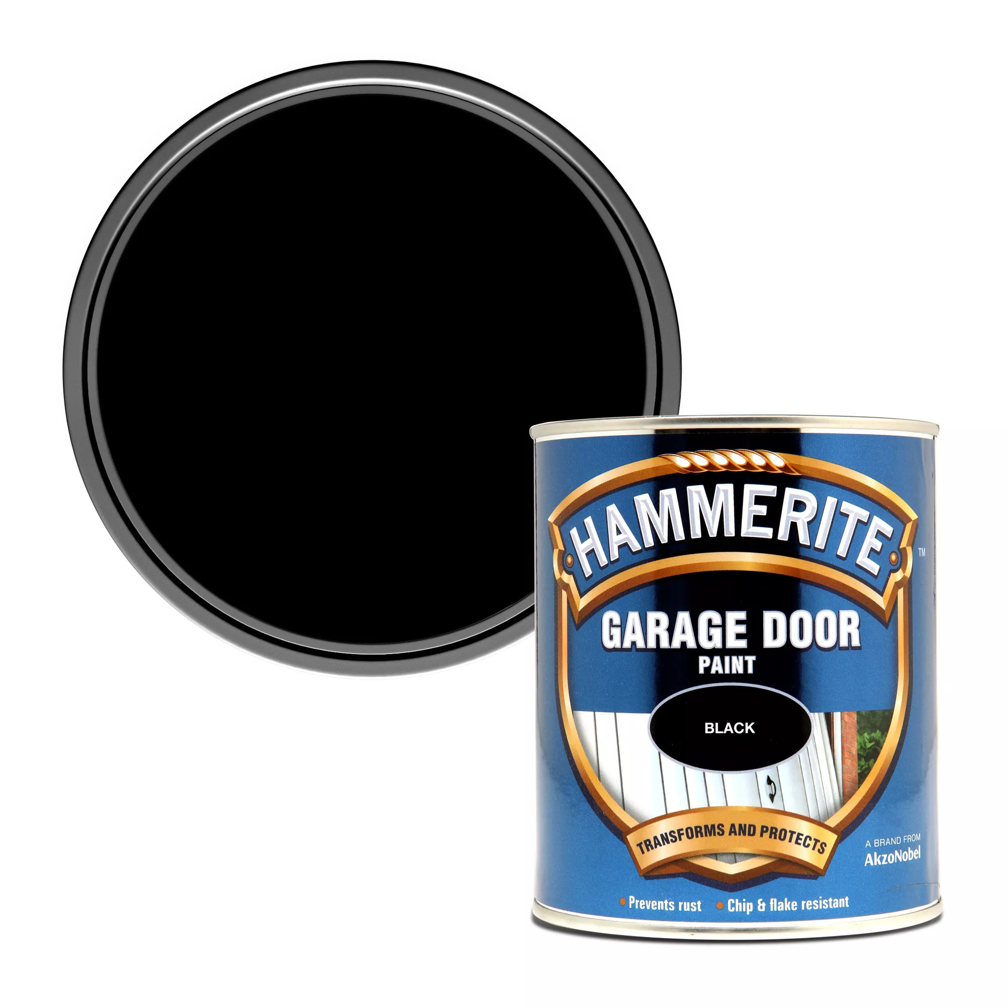 Hammerite Black High Sheen Garage Door Paint, 750ml