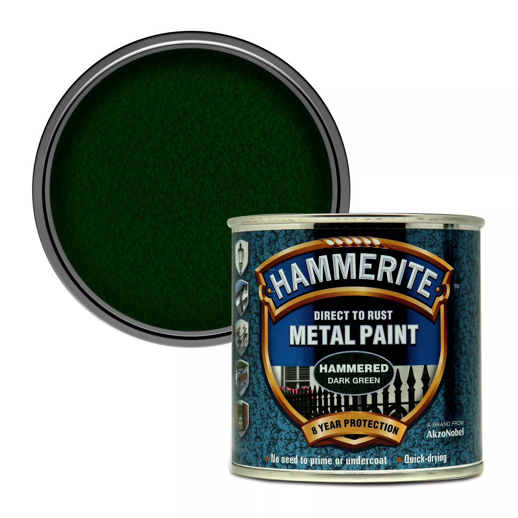 Hammerite Dark Green Hammered Effect Metal Paint, 250ml