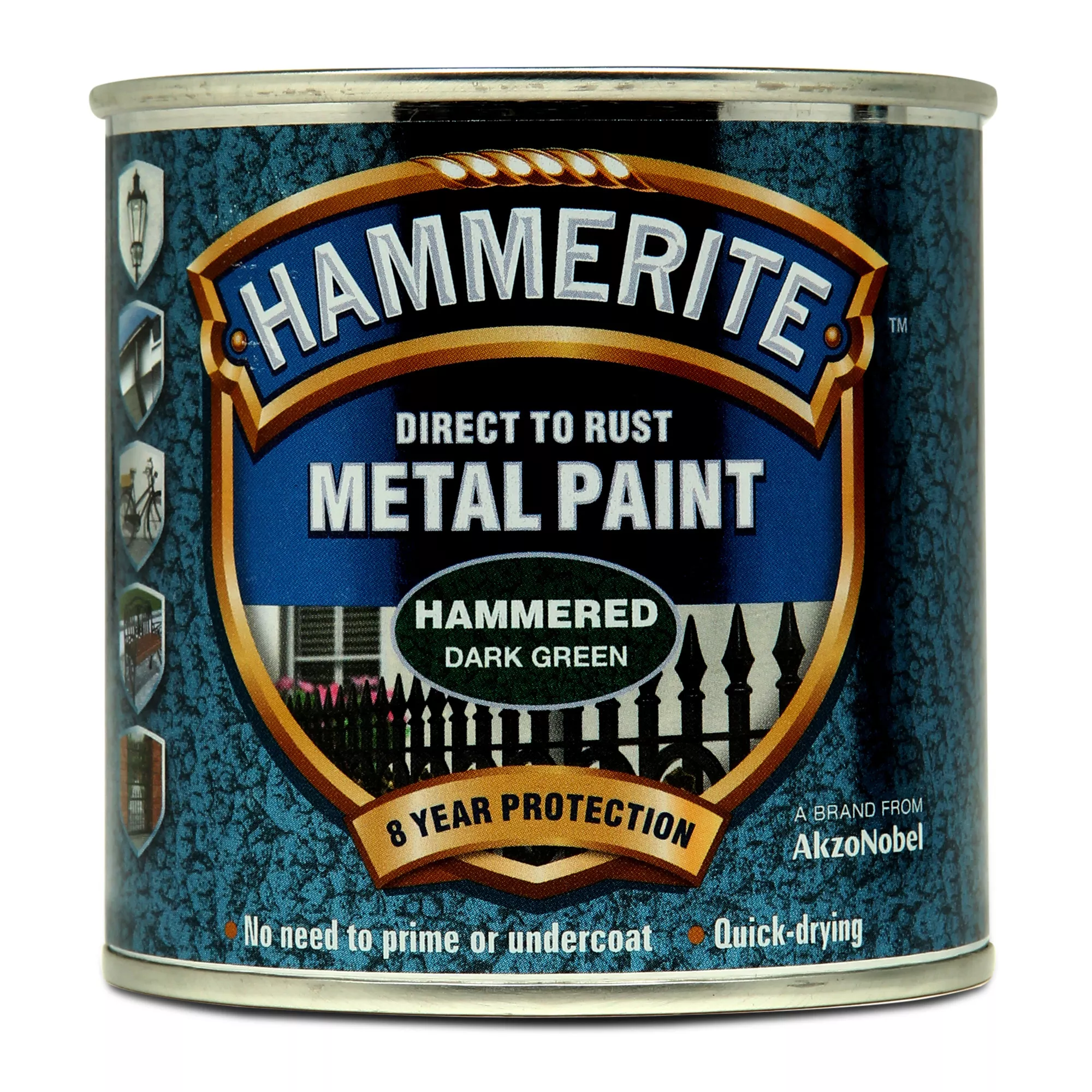 Hammerite Dark Green Hammered Effect Metal Paint, 250ml - Image 2