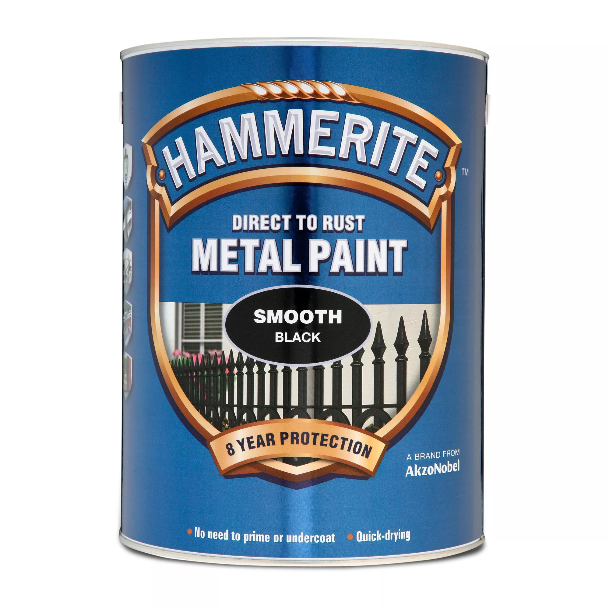 Hammerite Smoothrite Black Gloss Metal Paint, 5L - Image 2