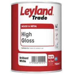 Leyland Trade Pure Brilliant White Gloss Metal & Wood Paint, 750ml