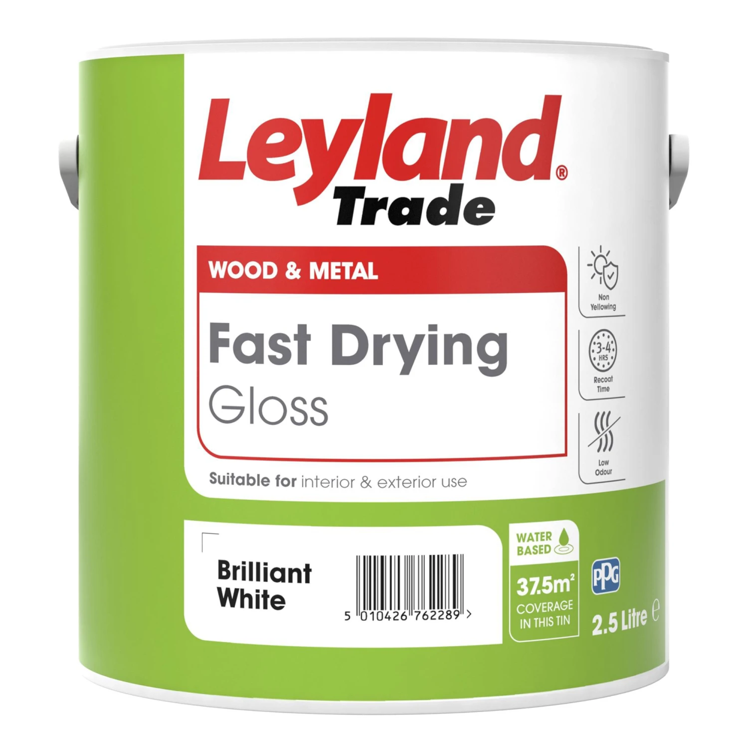 Leyland Trade White Gloss Metal & Wood Paint, 2.5L