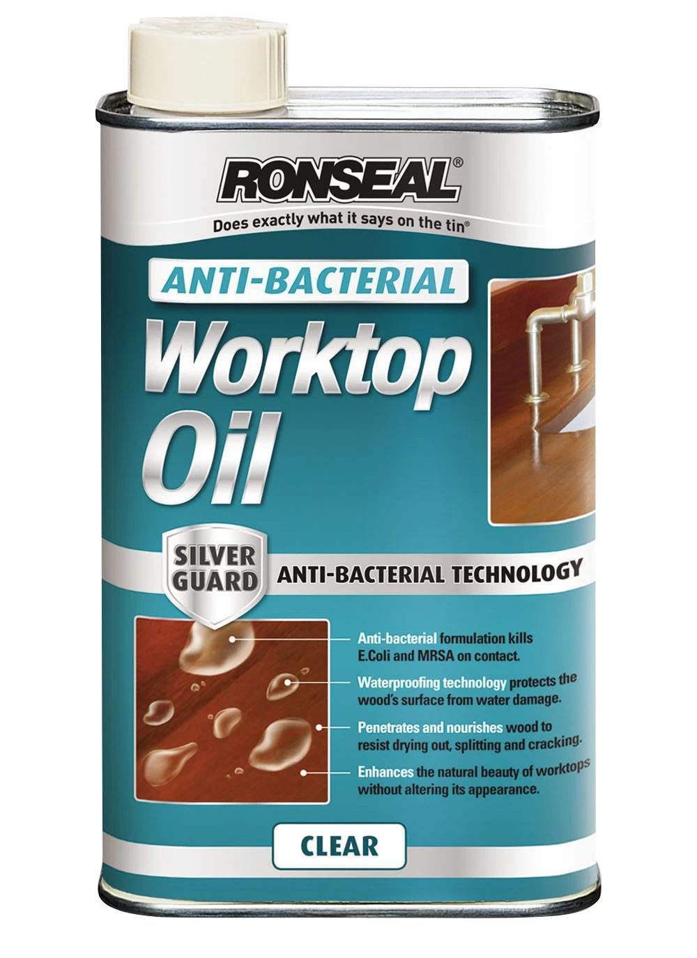 Ronseal Natural Matt Anti-bacterial Worktop Oil, 1L