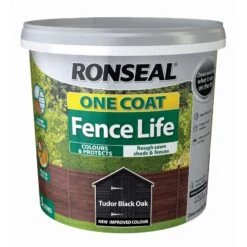 Ronseal One Coat Fence Life Tudor Black Oak Matt Fence & Shed Treatment, 5L