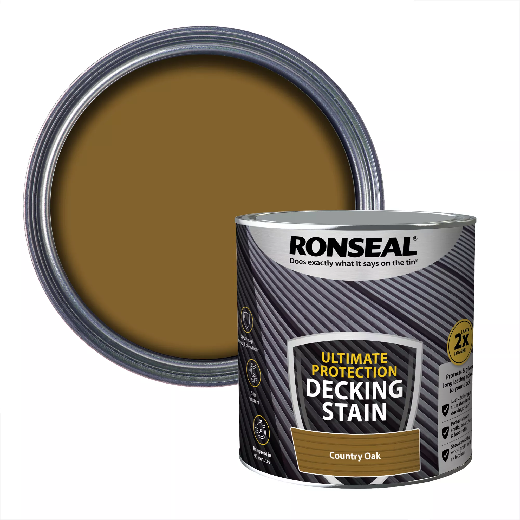 Ronseal Ultimate Protection Country Oak Matt Decking Wood Stain, 2.5L