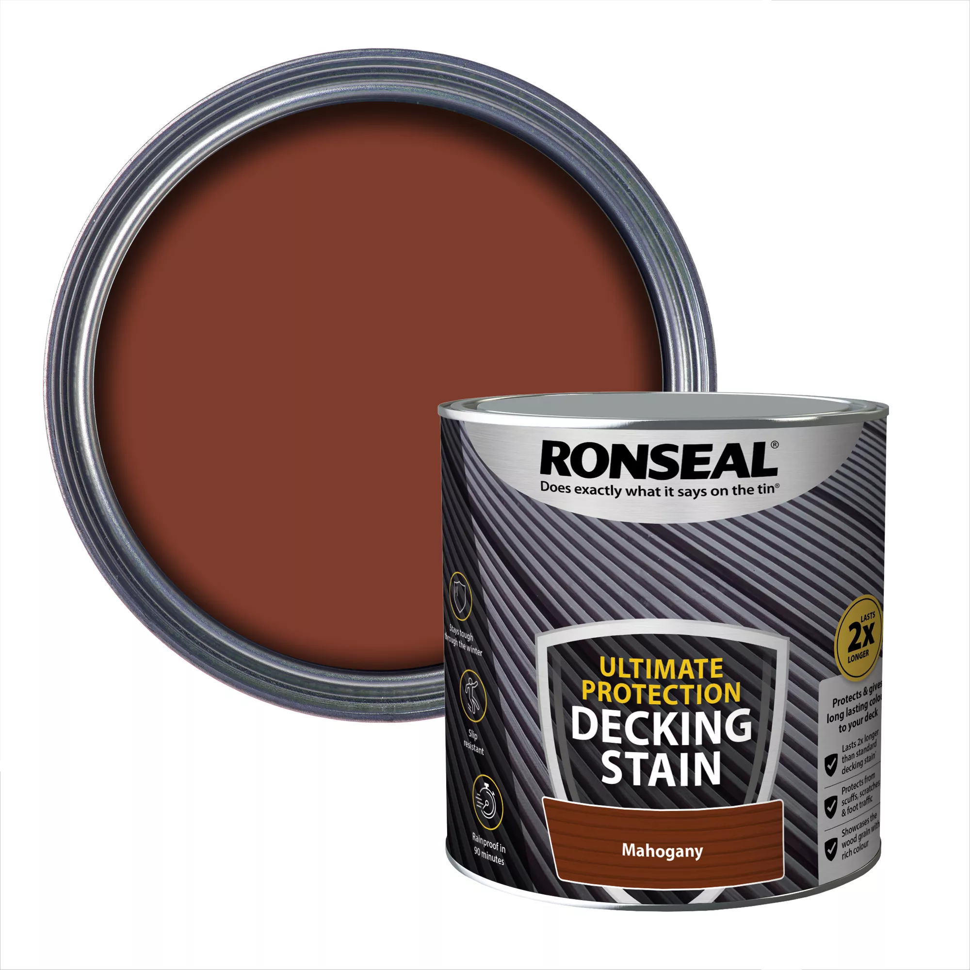 Ronseal Ultimate Protection Rich Mahogany Matt Decking Wood Stain, 2.5L