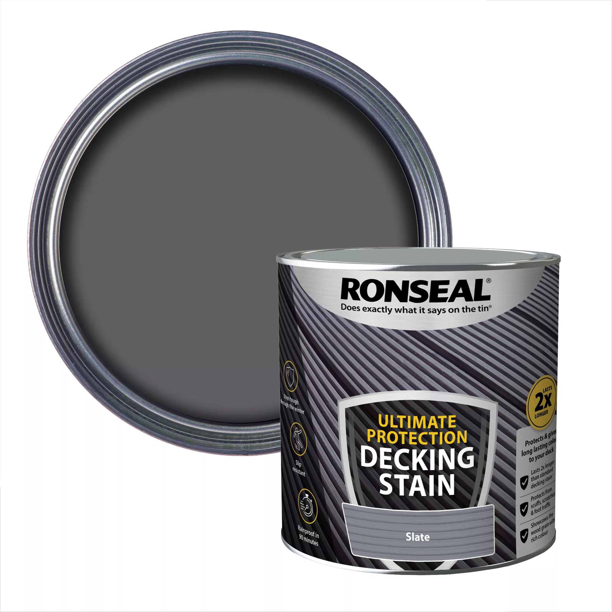 Ronseal Ultimate Protection Slate Matt Decking Wood Stain, 2.5L