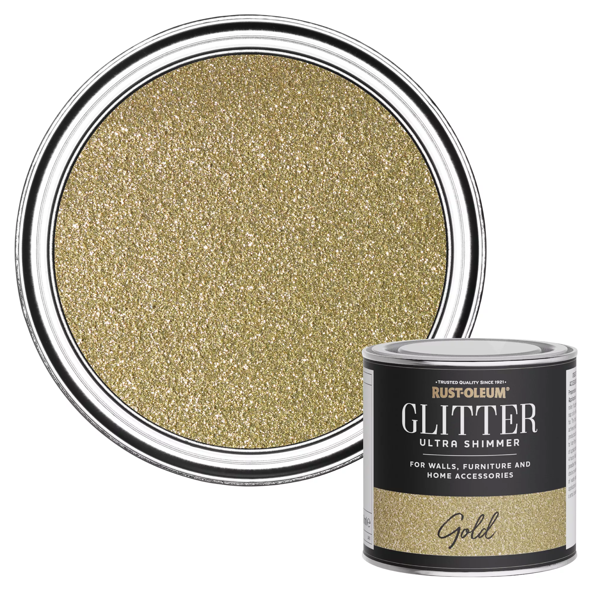 Rust-Oleum Ultra Shimmer Gold Glitter Effect Mid Sheen Multi-surface Topcoat Paint Glitter, 250ml