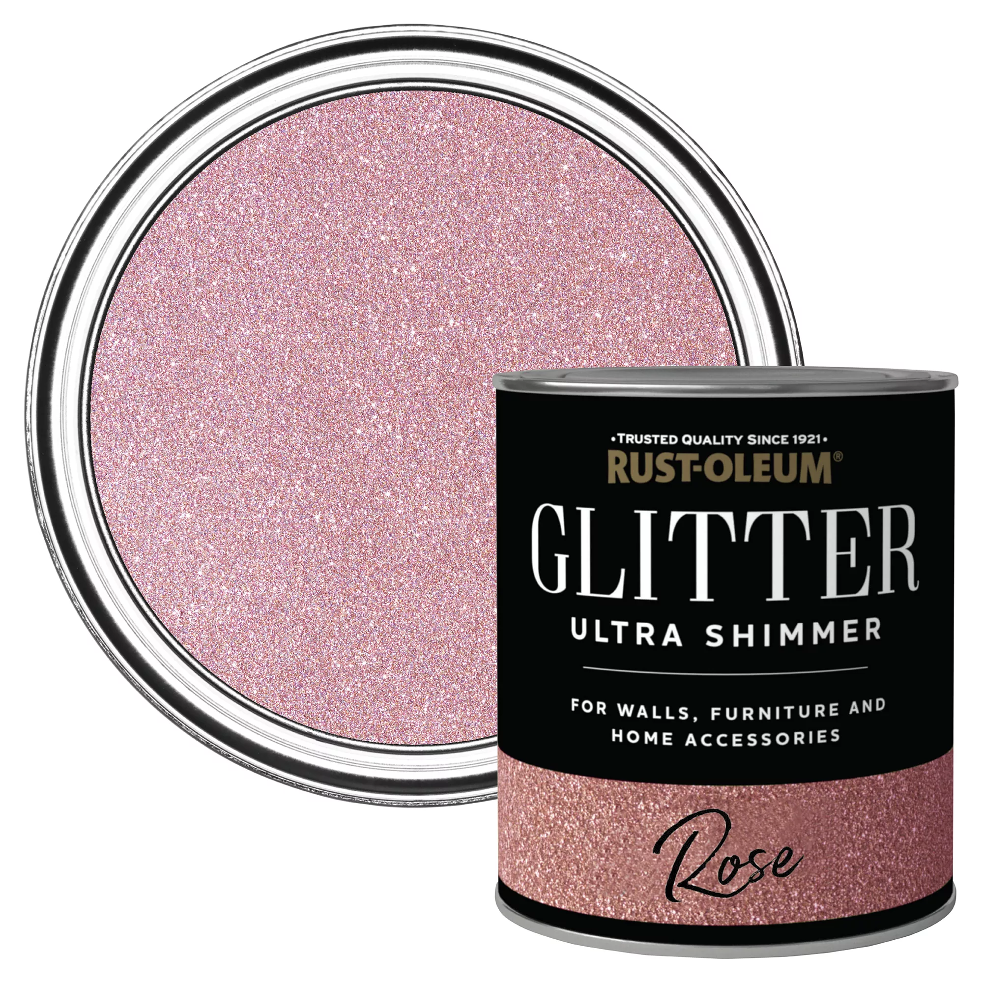 Rust-Oleum Ultra Shimmer Rose Glitter Effect Mid Sheen Multi-surface Topcoat Paint Glitter, 750ml