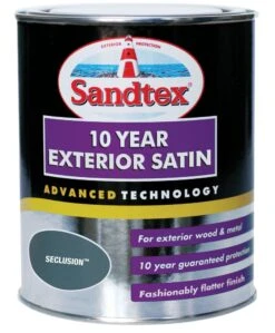 Sandtex Seclusion Grey Satinwood Exterior Metal & Wood Paint, 750ml