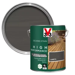 V33 High Performance Gunmetal Satin Quick Dry Decking Stain, 5L