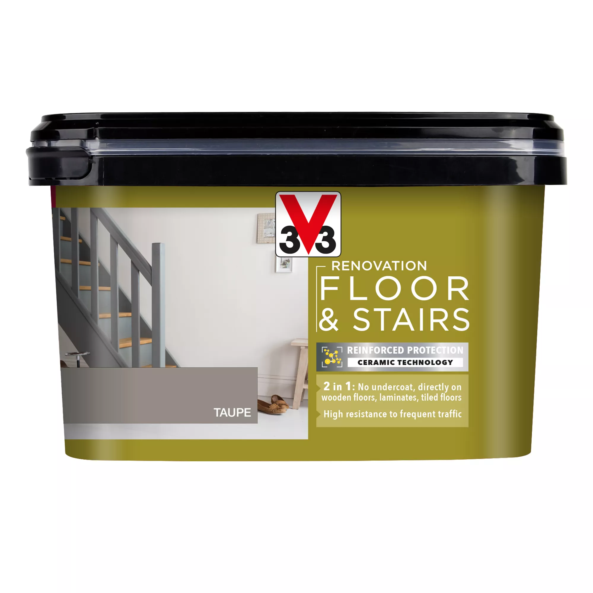 V33 High Performance Taupe Satinwood Floor & Stair Paint, 2L - Image 2