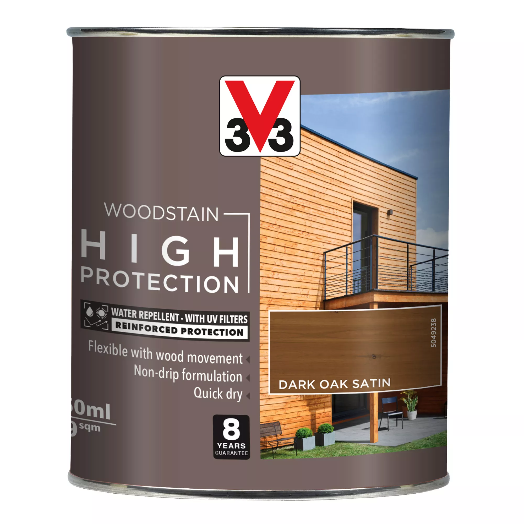V33 High Protection Dark Oak Mid Sheen Wood Stain, 750ml - Image 4